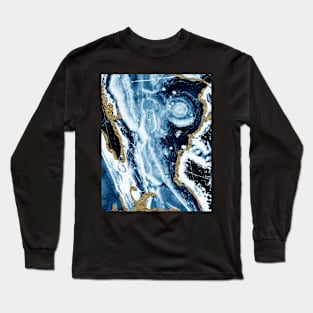 Abstract, Blue navy, Gold foil, Trendy print, Styled, Modern art, Wall art Print Long Sleeve T-Shirt